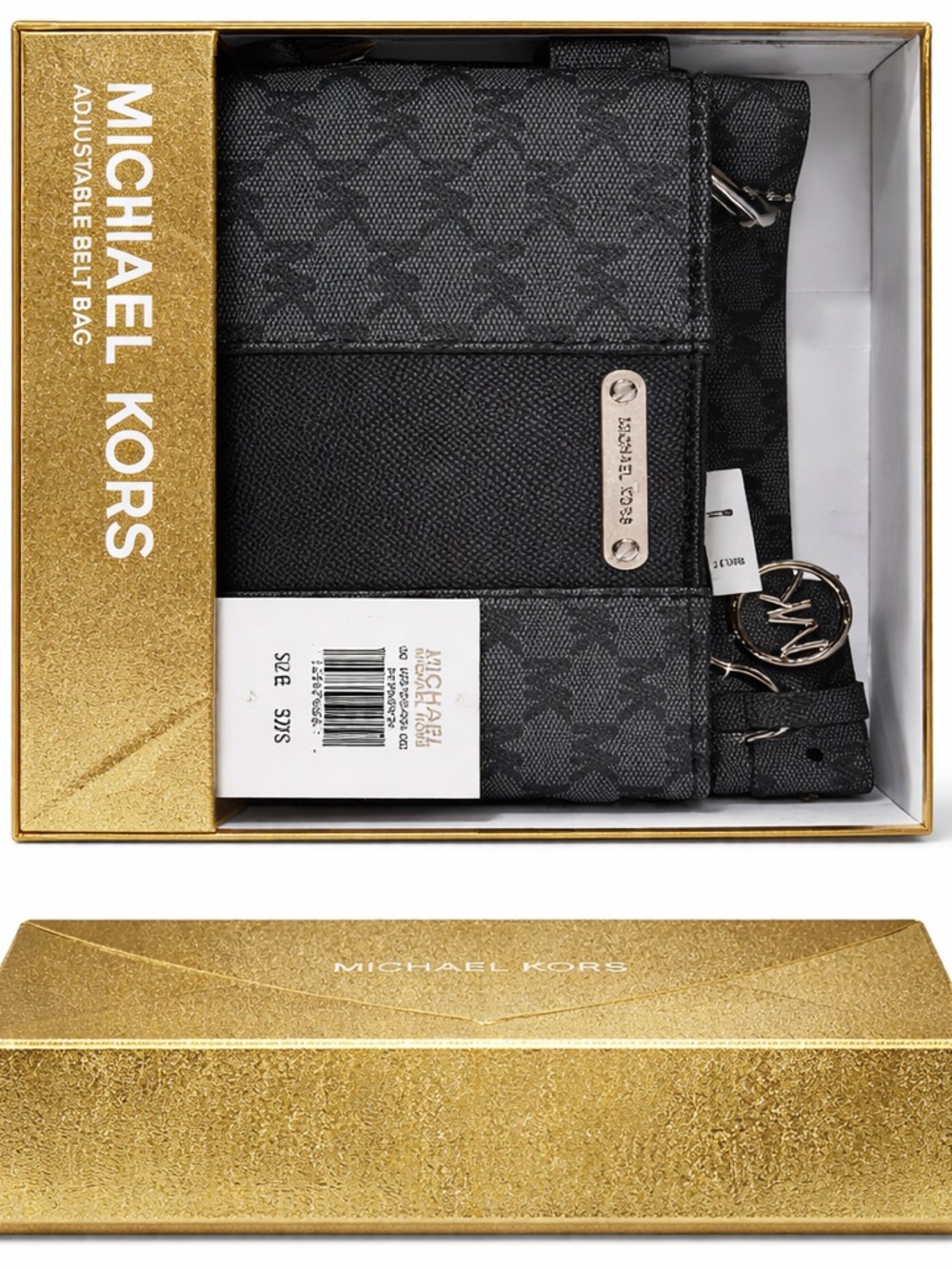 Michael Kors Men's Gray and Black Signature Belt Bag